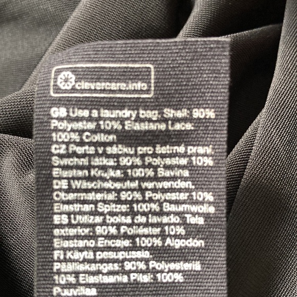 & Other Stories Velvet Bodysuit in Black Long Sleeves with White Lace Detailing - Picture 8 of 8